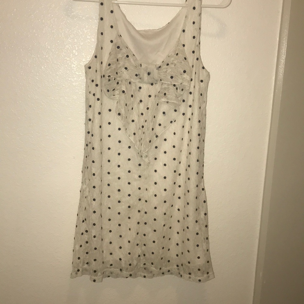Polka-Dot Shift Dress with Bow Back Detail